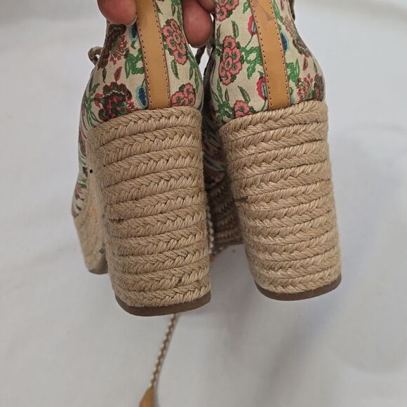 Tory Burch Antiquity Positano Lace-up Espadrilles Sandals Platform women's 7 - Picture 3 of 10